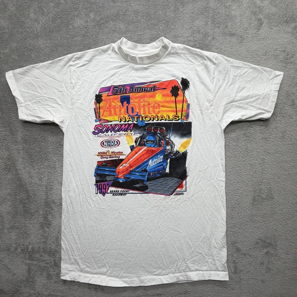 Vintage Sport Service Shirt Mens XL White 1992 Autolite Nationals Sonoma 1990s